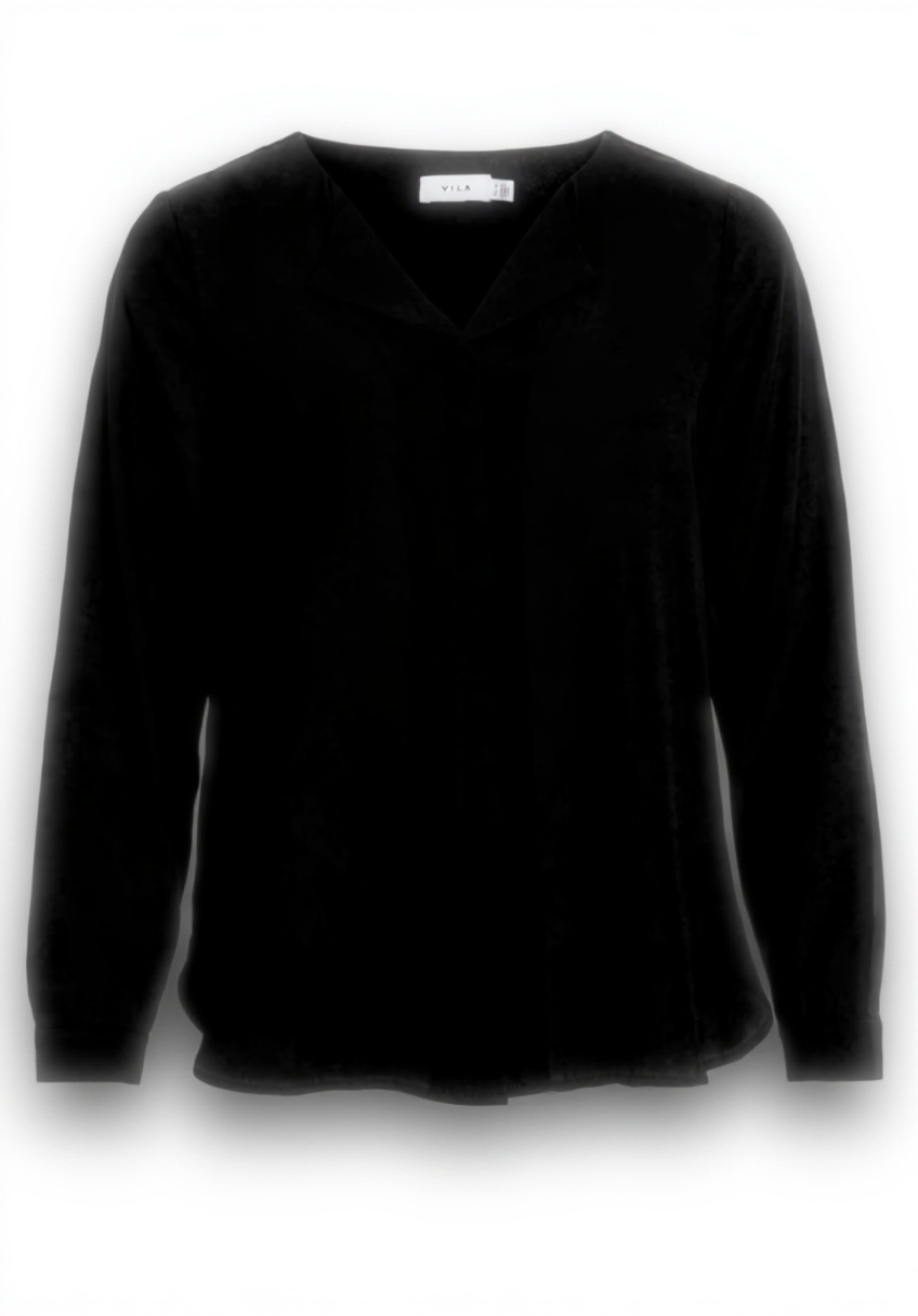 'Maglia termica Vila VILUCY High Low in colore nero su sfondo neutro'