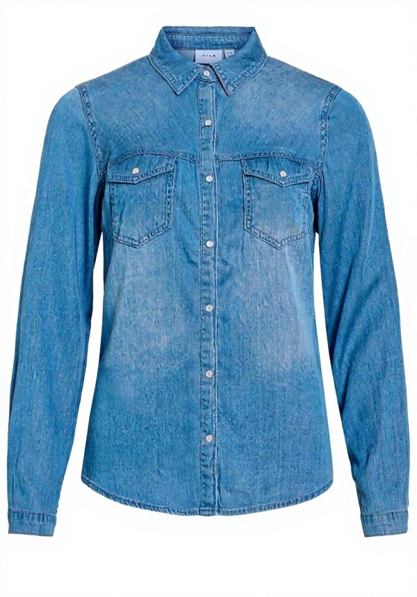 Camicia Denim Donna Vila Vibista Noos Cotone Blu Jeans