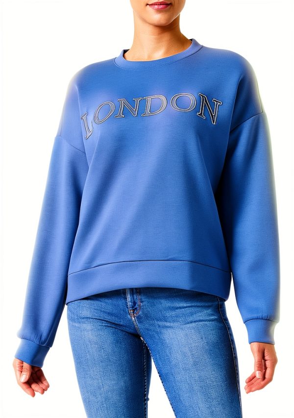 Felpa donna Vila Vireflect girocollo Coronet Blue Londra