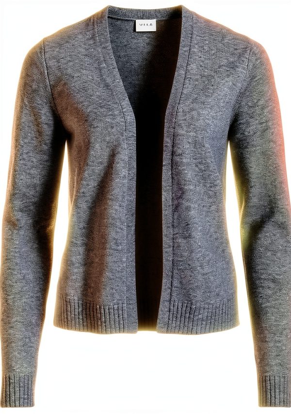Cardigan Vila Donna Maglia Lana Sostenibile Grigio Medio