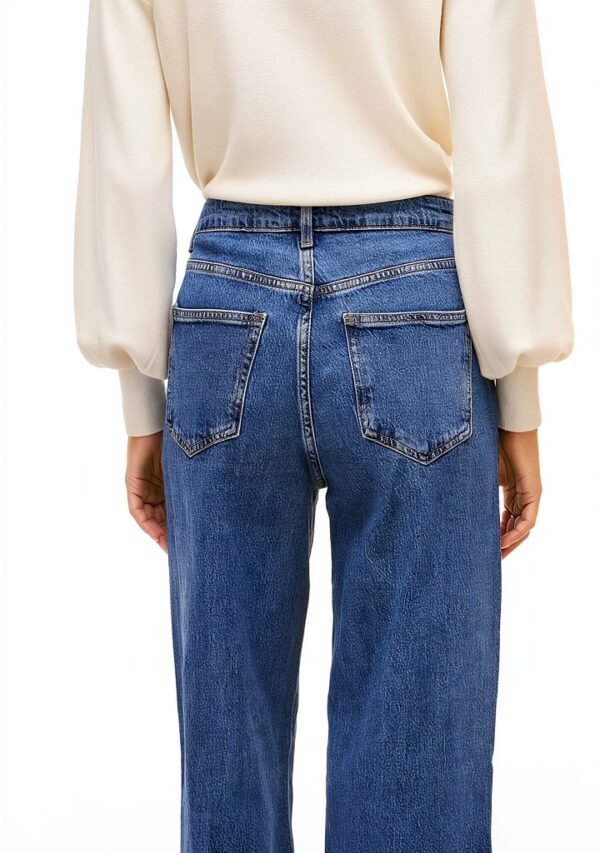 Vila Jeans Donna Gamba Larga Vita Alta Denim Grigio Blu-7