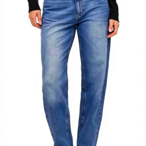 Vila Jeans Donna Gamba Larga Vita Alta Denim Grigio Blu-0