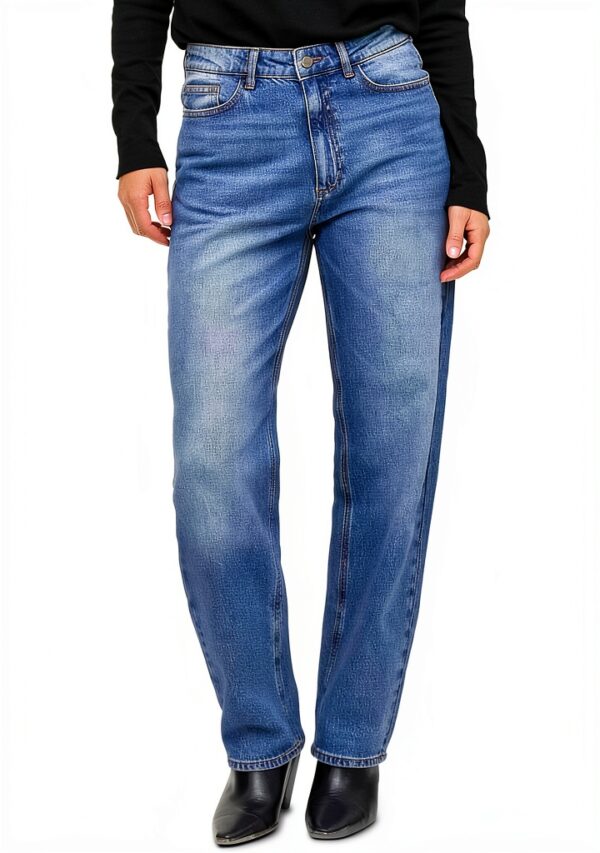 Vila Jeans Donna Gamba Larga Vita Alta Denim Grigio Blu-0