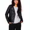 Giacca in ecopelle VILA donna biker cerniera asimmetrica-2