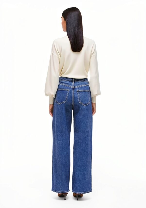 Vila Jeans Donna Gamba Larga Vita Alta Denim Grigio Blu-4