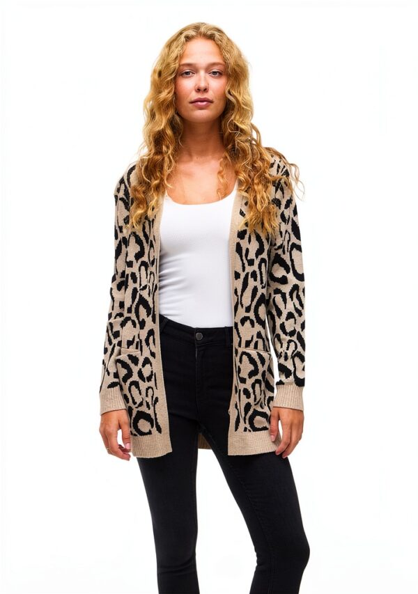 Vila Cardigan Donna Jacquard Polsini a Coste Collo Spalato-1