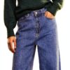 Vila Jeans Donna Gamba Larga Vita Alta Denim Grigio Blu-9