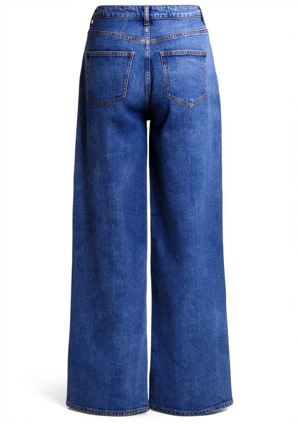 Vila Jeans Donna Gamba Larga Vita Alta Denim Grigio Blu-2