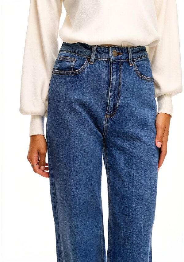 Vila Jeans Donna Gamba Larga Vita Alta Denim Grigio Blu-6