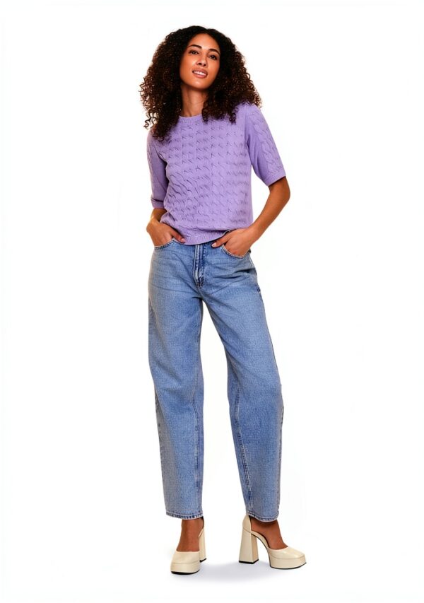 Maglia Donna Lavanda Dolce Cotone Biologico Girocollo-4