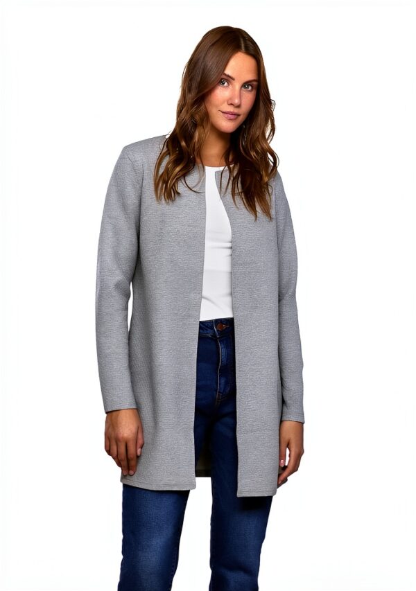 Blazer Vila donna elegante grigio materiali sostenibili-3
