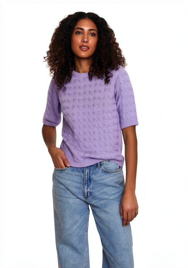 Maglia Donna Lavanda Dolce Cotone Biologico Girocollo-1