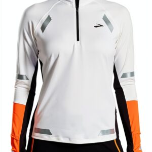 Brooks Run Visible 1/2 Zip 2.0 Maglia Lunga Donna Ecru/Fluoro Flash-0