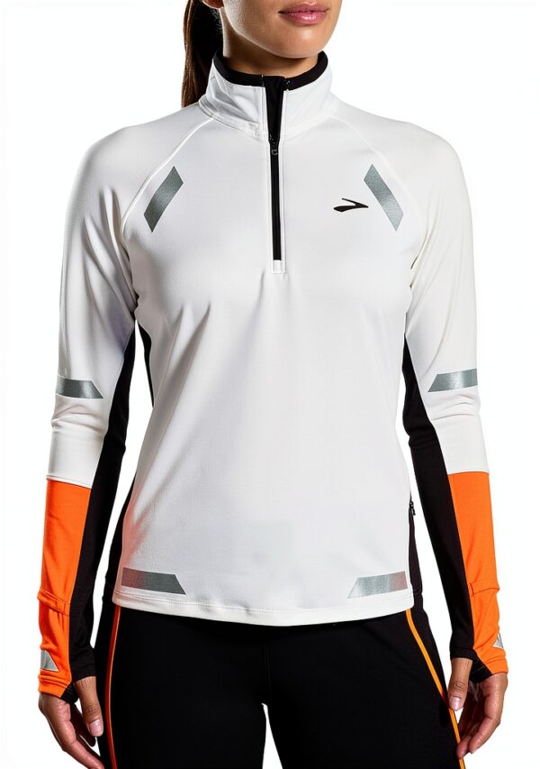 Brooks Run Visible 1/2 Zip 2.0 Maglia Lunga Donna Ecru/Fluoro Flash-0